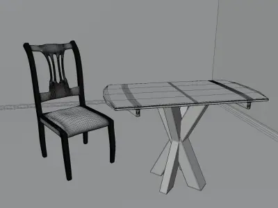 Wooden garden table 3D model