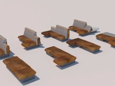 Bench ST 2017  Low-poly 3D model