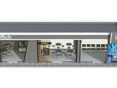 Stop with a cafeteria 3D model