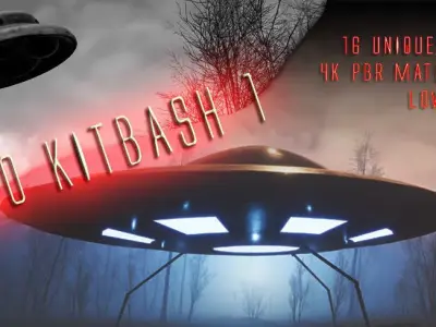 UFO - KIT-Bash 1 - 16 Low Poly PBR Ufo pack Low-poly 3D model