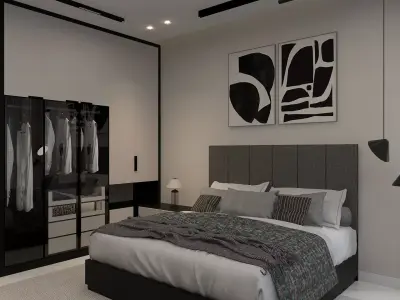 Shadow line Elegance Bed Set - Smart Dark  3D model