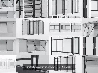 Collection Aluminium window x4 2 3D Model Pack