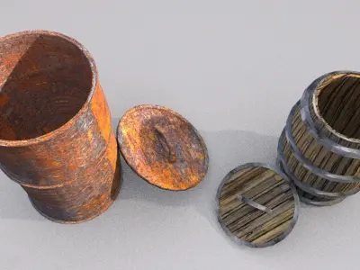 casks oil-barrels Low-poly 3D model