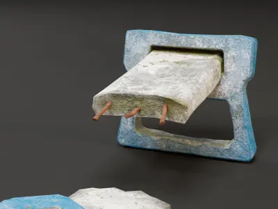 Park Cement Benches Low-poly 3D model