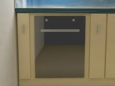 Wooden kitchen furniture and appliances Low-poly 3D model