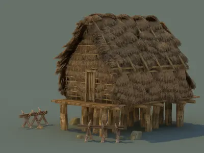 thatched cottage countryside Residential Building   Ancient 3D model