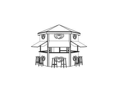 Algida stand kiosk gazebo 3D model