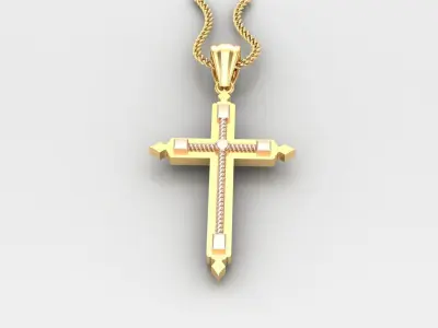 High Cross Pendant Light Gold 18K 4CP065 3D print model