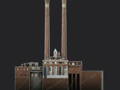 Spokane Steam Plant Low-poly 3D model