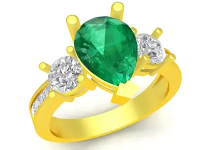 Emerald Pear Ring 3D Model 137a 3D print model