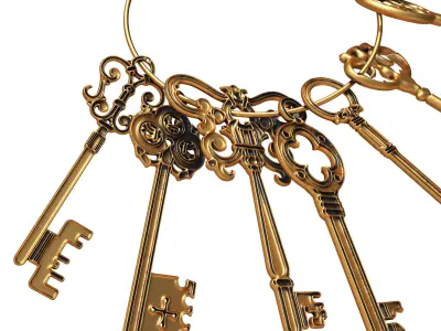 Vintage key ring 03 3D model