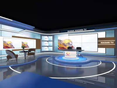 Virtual Broadcast Studio Low-poly 3D model