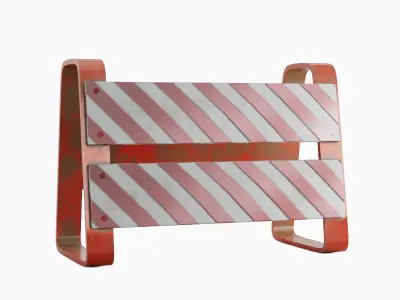 Traffic Barricade Set Low-poly 3D model
