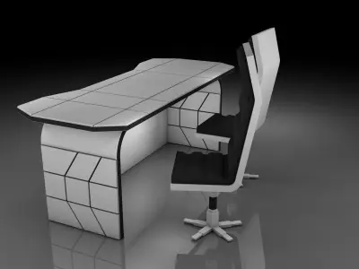 Office Chair And Table 3D model