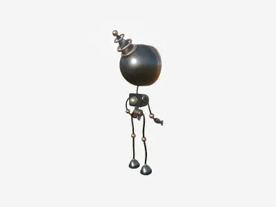 Cute Robot D10 Metal - SciFi Character Design Low-poly 3D model