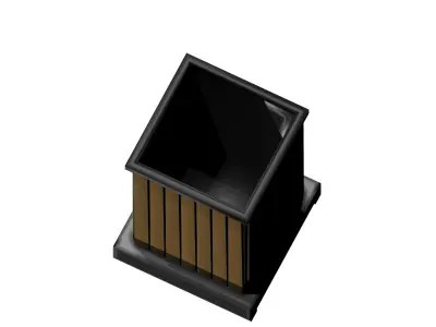 Rectangle wooden cage type wooden trash can Low-poly 3D model