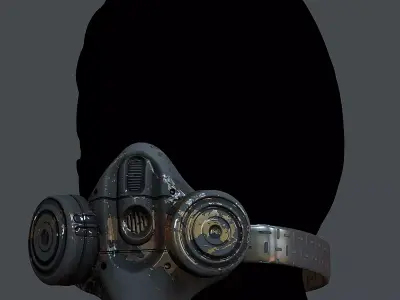 Gas mask helmet 3d model scifi Low-poly  Low-poly 3D model