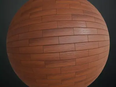 Polished Cherry Wood Plank Flooring PBR Texture