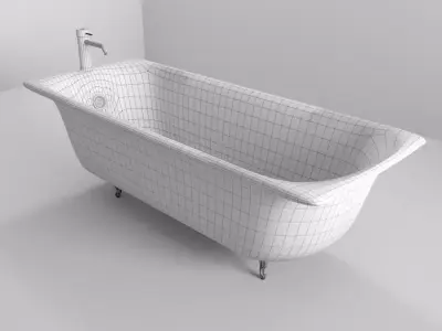 bathtub with feet faucet and drain plugs Low-poly 3D model