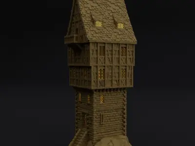 Tower House Tabletop Terrain 28 MM 3D print model