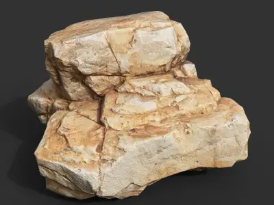 Yellow Horizontal Rock Modular 221123 - Ultra HD 16K Texture Low-poly 3D model