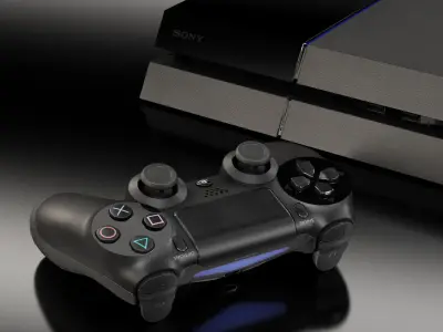 Sony PlayStation 4 Black White Grey Colors Low-poly 3D model