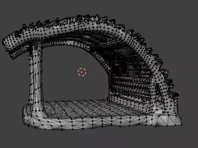 Organic Parametric Woven Timber Pavilion Rustic Garden Shelter Low-poly 3D model
