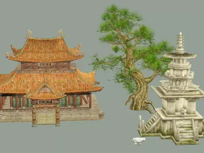 Japan Asian Medieval Hut D House 3D Model Low-poly 3D model