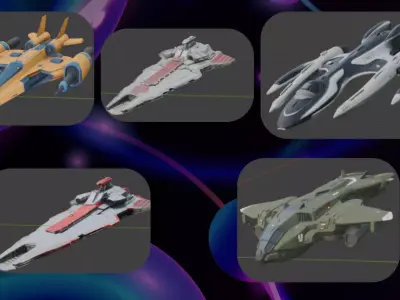  Spaceship Pack  24 PBR Game Ready  Low-poly 3D model