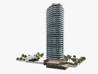 Spinnaker tall building Low-poly 3D model