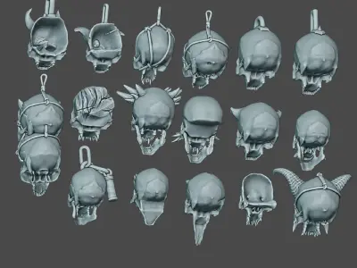 Chaos Space Marines Skulls Set  3D print model