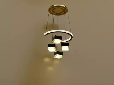 hi-tech pendant light in shape of crescent moon 3D model