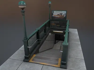 Subway Entrance PBR Low-poly 3D model Low-poly 3D model