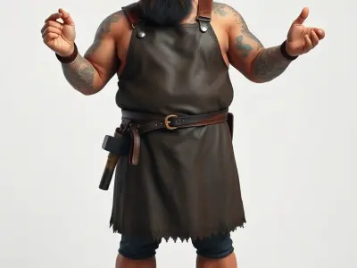 Blacksmith Rigged and Animated D Character Model with Beard a... Low-poly 3D model