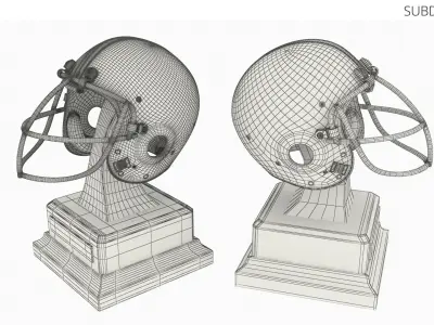  Rugby Golden Helmet Trophy on Pedestal 