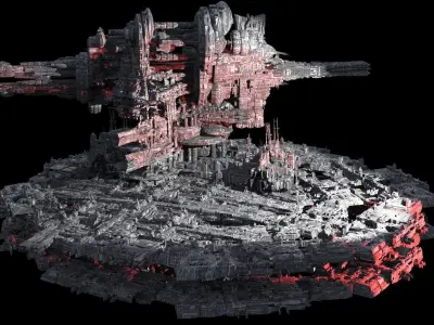Sci-Fi City dystopia base City Ship 5 3D model