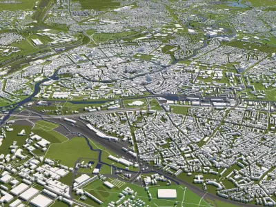 Strasbourg France 50x50km 3D City Map 3D model