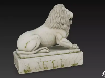 Lion Statue V21 Low-poly 3D model