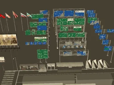 City building model billboards and road signs The street signs 3D model