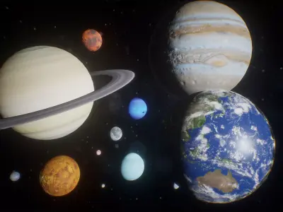 Solar System Planets  15 Assets Low-poly 3D model