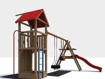 playground 1 wooden set 3D model