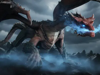  Fantasy Dragon Walking Animated Rigged For Maya 