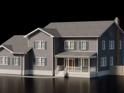 American Cottage House 5 Low-poly 3D model
