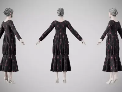 Dress 25 Light Burst Static Low-poly 3D model