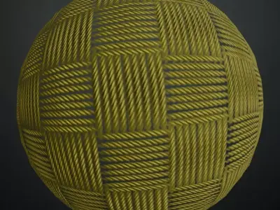 Yellow Basket Weave Rope Pattern PBR Seamless Texture