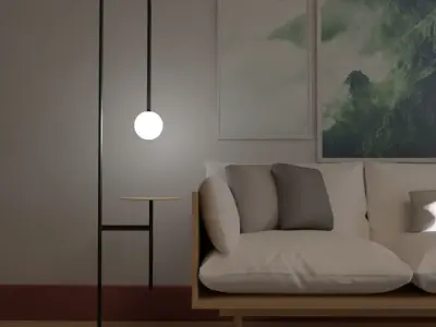 Minimalistic table and lamp combo Free 3D model