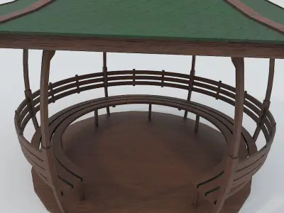 Pergola PBR 3D model gazebo in park Low-poly 3D model