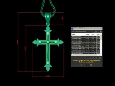 High Cross Pendant Light Gold 18K 4CP074 3D print model