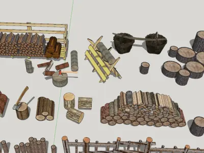 wooden stake tree stump 3D model