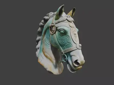 Majestic Ceremonial Horse Bust Low-poly 3D model